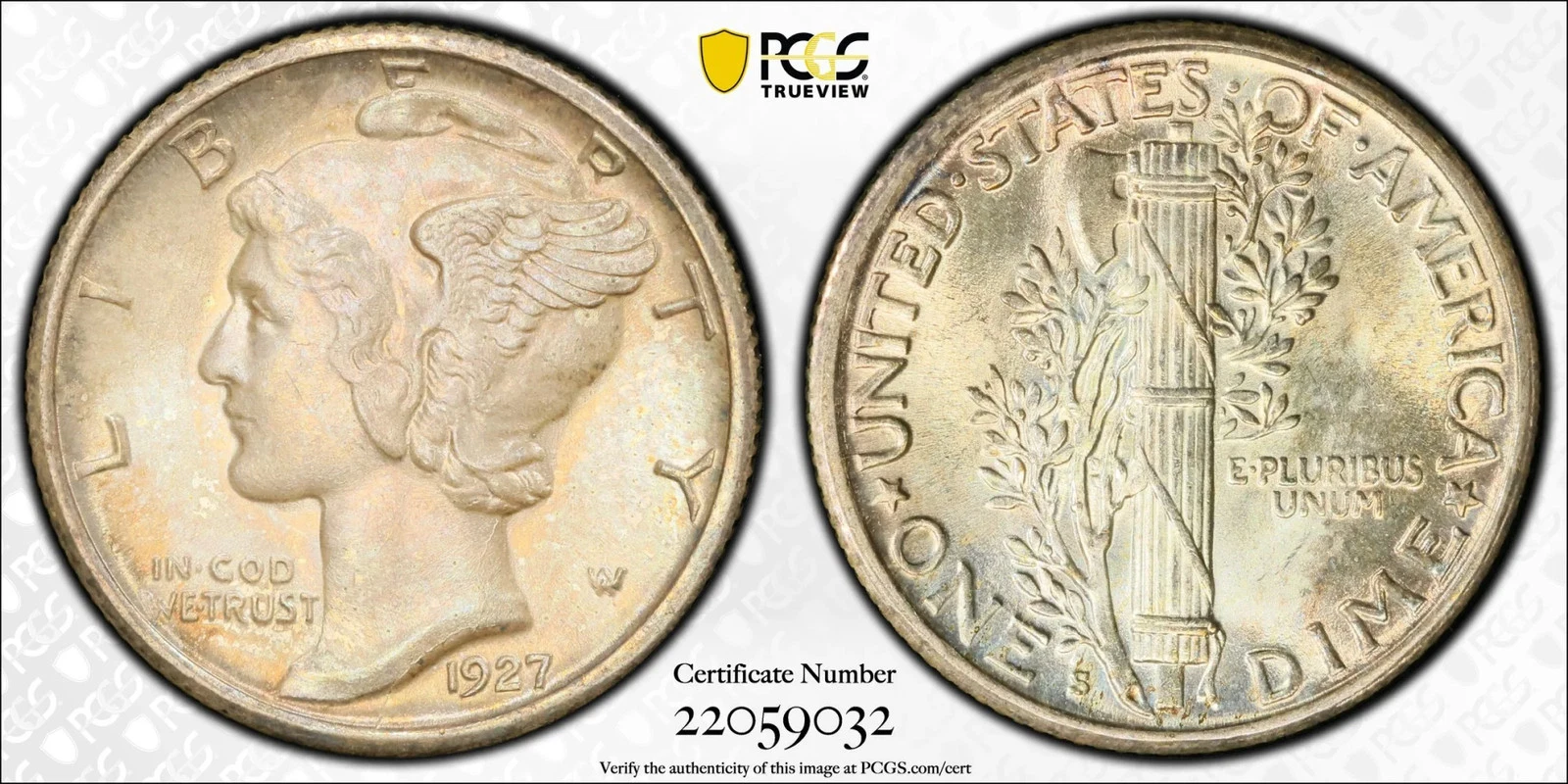 1927-S Mercury Dime PCGS MS65FB