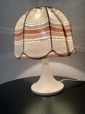 Vintage Tischlampe Stehlampe Stoffschirm weiß Spitze70er Jahre Retro Shabby Chic