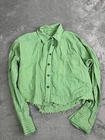We The Free Long Sleeve Button Down Cropped Shirt Women’s Size XS Green