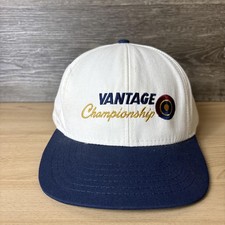 Vintage Vantage Championship Hat Cap Strap Back White Blue Embroidered Mens 90s