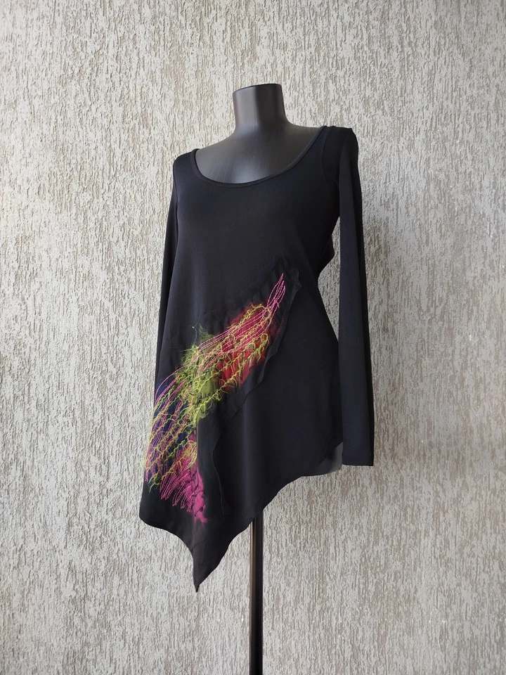 Legatte by Save The Queen Top Long Sleeve Black Silk Blend Vintage Y2K Size M - Image 2 of 4