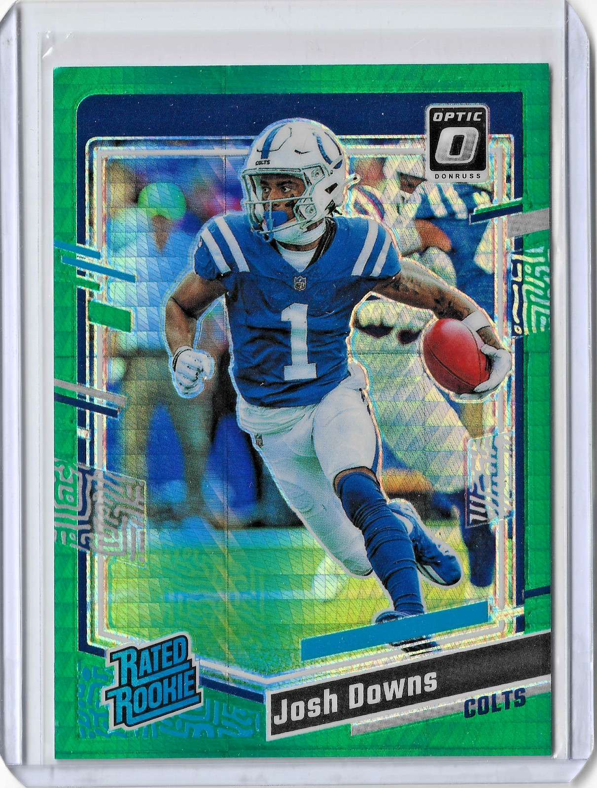 2023 Donruss Optic Josh Downs N. 248 RC Green Hyper- Colts