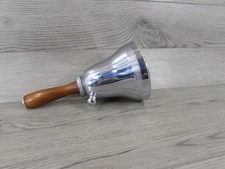 VINTAGE MCM Art Deco Town Crier Bell Shaped Chrome Cocktail Shaker Wood Handle
