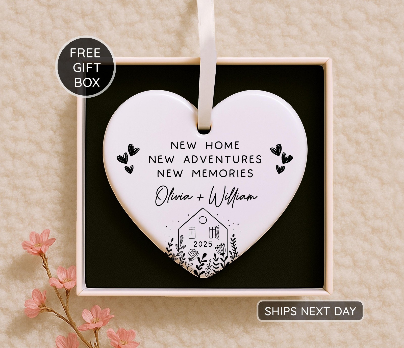 New Home Ornament 2025 – Personalized Couple Housewarming Gift Keepsake Decor