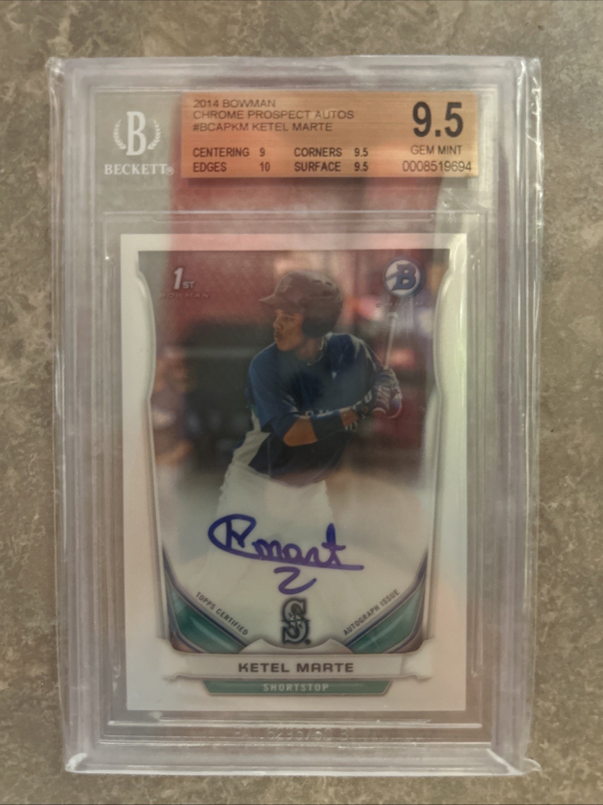 2014 Bowman Prospect Auto Chrome Ketel Marte #BCAP-KM BGS 9.5 GEM MINT Auto