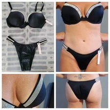 NEW Victoria's Secret Swim Push-Up Bikini Set Lot 36C and Small Brazilian NWT