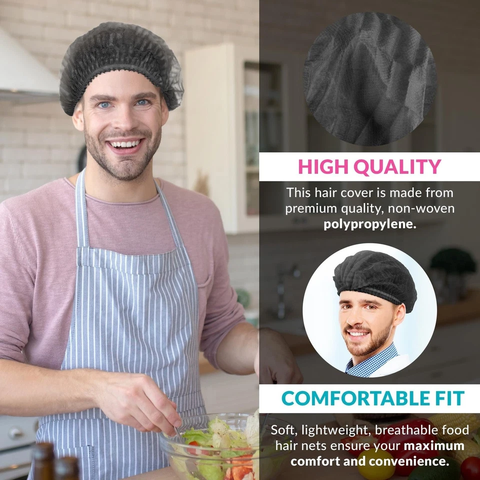 1000ct Black Mob Caps 21" Hair Caps /w Elastic Stretch Band - Image 3 of 4