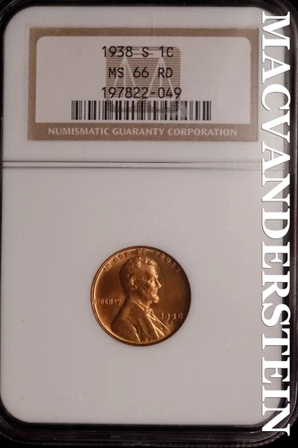 1938-S Lincoln Wheat Cent-NGC MS 66 Red Choice Gem BU No Reserve #SLK903