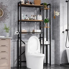 Over The Toilet Storage with Side Shelf, 7 Tier Bathroom Organizer Rack with ...