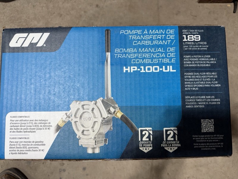 New In Box GPI Fuel Transfer Hand Pump HP-100-UL 50 Gallons