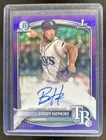 2025 Bowman Brody Hopkins Chrome Auto Purple Refractor 1st Prospect #/250 Rays