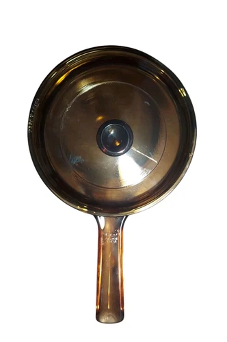 Visions 1L Corning Ware V-1-B France Amber Brown Pot w/ Pyrex Lid/VTG