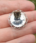 Vintage Etched Jet Glass Filigree Earrings 925 Sterling Silver Mexico 9.6G 1" — photo 6