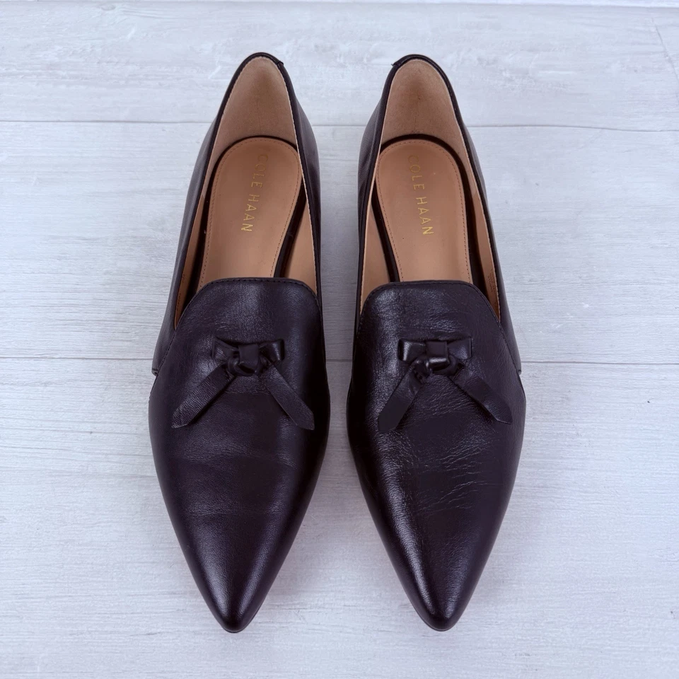 Cole Haan Black Leather Shoes Loafer Size 6B Viola Skimmer Slip On Pointed Toes - Image 3 of 4