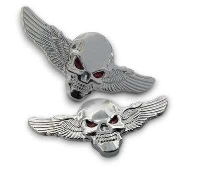 2X Skull Totenkopf Metall Aufkleber Sticker Auto PKW Logo Emblem Badge Chrome - Bild 1 von 4