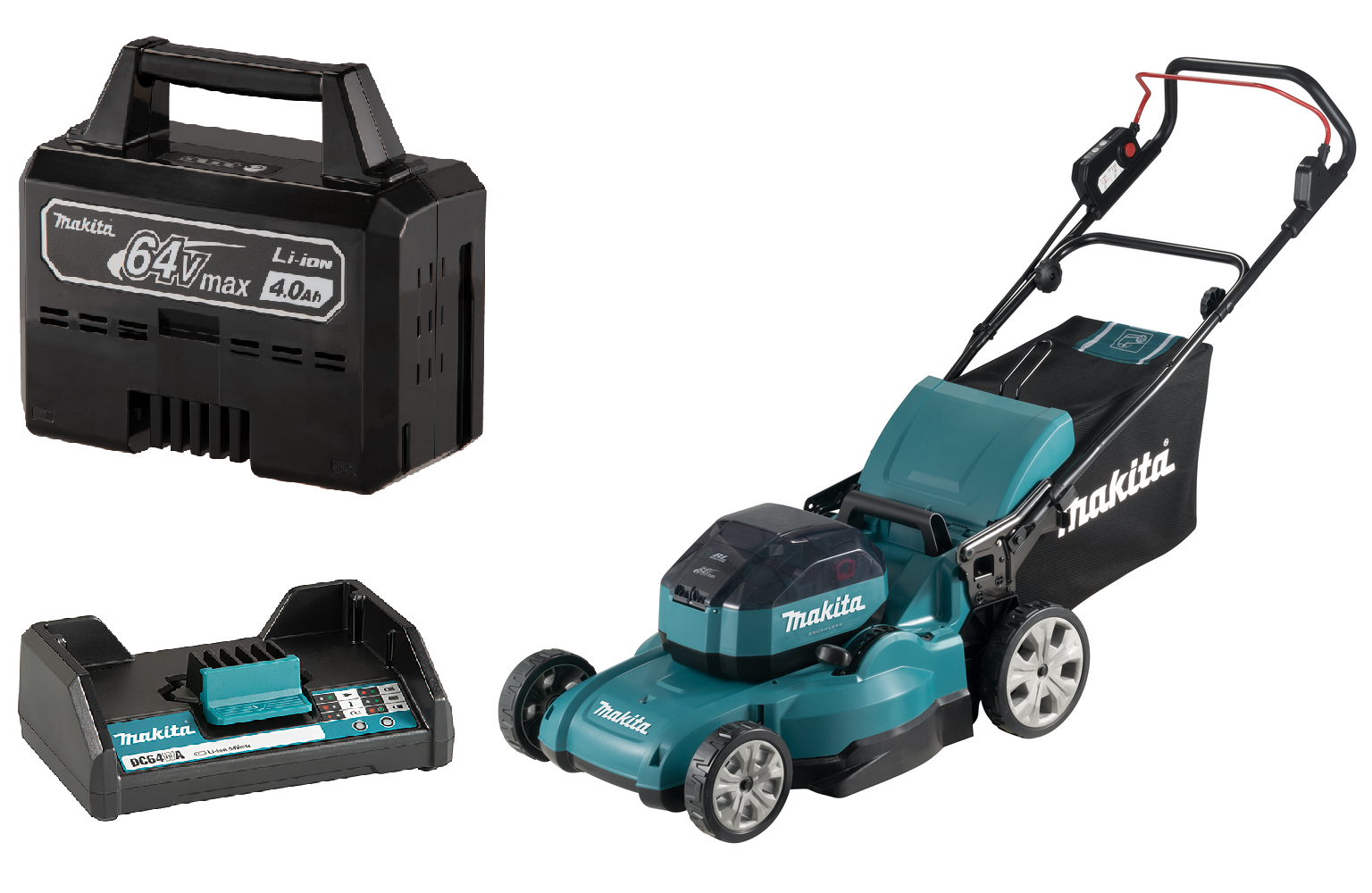 Makita Tosa Taglia Erba Rasaerba Manuale Elettrico 64V 4Ah + Caricatore Batteria