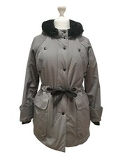 Women's Bimba Y Lola Grey Lined Hood Drawstring Full Zip Parka Coat Uk S Eu 36