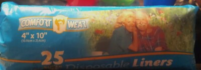 Comfort Wear Disposable Liners 25 PCS 4x10 Inches Ultra Absorbent For Adults
