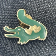 Fuller Brush Co Green Alligator Heart Enamel Lapel Pin Pinback Vintage
