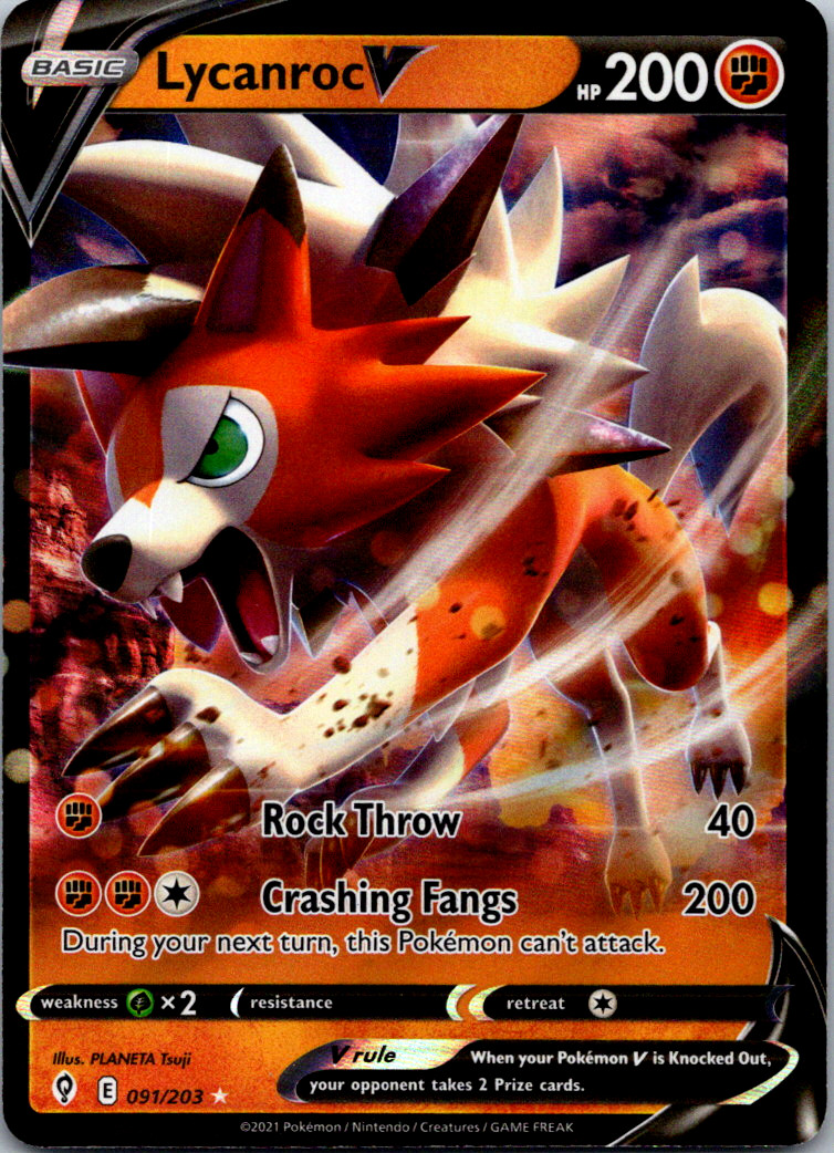 Lycanroc V 091/203 Evolving Skies Ultra Rare Holo Pokemon TCG Card NM Foil