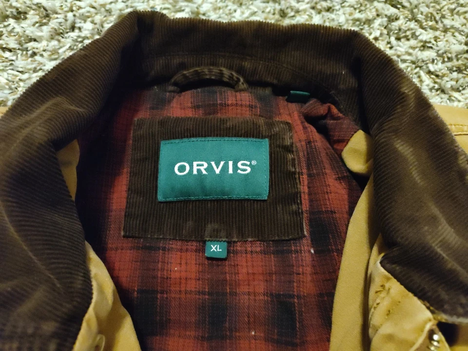 Abrigo Chaqueta Orvis Barn Chore Para Hombre XL Beige Franela Forrado Pana Cuello Algodón Foto 4 de 4