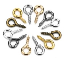 200 1000 Small Metal Screw Eye Eyepins Head Pins Crafts Loop Hooks 4x8mm 5x10mm
