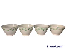 Pottery Barn Italy Green Leaf & Vine Set Of 4 Ceramic Soup Serving Bowls READ