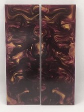 2 PCS COMPOSITE KNIFE HANDLE MATERIAL BLANK SCALES: SANGRIA GOLD 5723