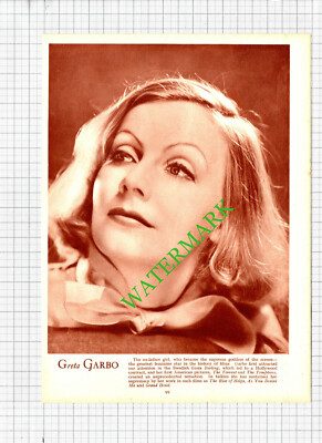Greta Garbo Schauspielerin - 30er Jahre Buchdruck