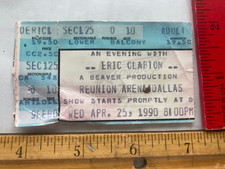 Eric Clapton 4/25/90 Reunion Arena Dallas Texas Ticket Stub