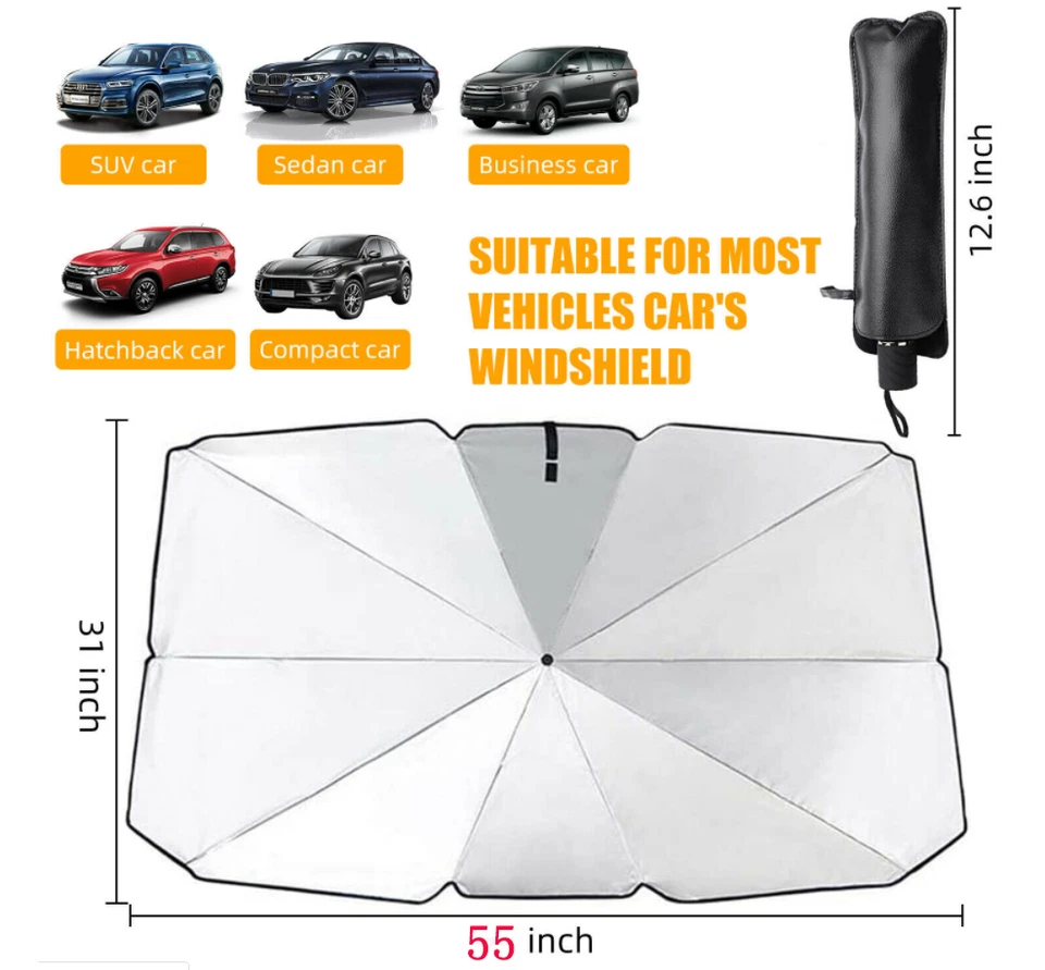 Parasol UV plegable para automóvil Parabrisas Parasol Cubierta de ventana delantera Visera Paraguas Foto 3 de 4