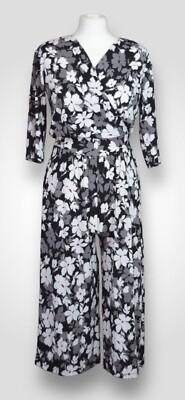 Kim & Co 3/4 Sleeve Jumpsuit Gaucho Regular Black Multi Size XS