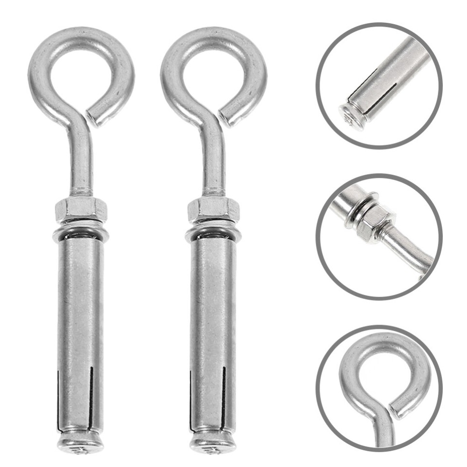 2pcs Wall Concrete Brick Anchors Stainless Steel Screw Eye Bolts