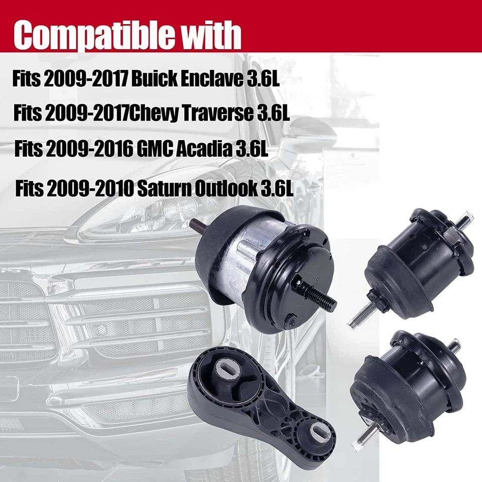 Montaje de motor para 09-16 GMC Acadia/Saturn Outlook 3,6 L/09-17 Chevy Traverse Foto 4 de 4