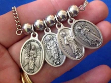 4 Archangel NECKLACE St Medals Michael Gabriel Raphael Saint Uriel