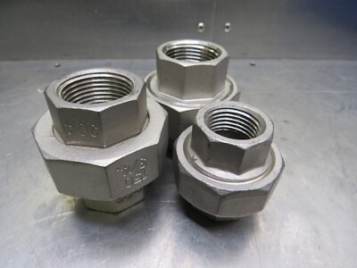 #150 3/4'' NPT Union 304ss Lot of 2! + 1/2'' NPT 304SS Union