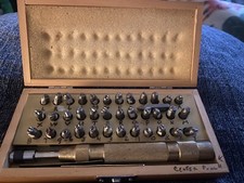 Vintage Personal Punch Stamping Kit in Box Letters  Numbers With Wood Box