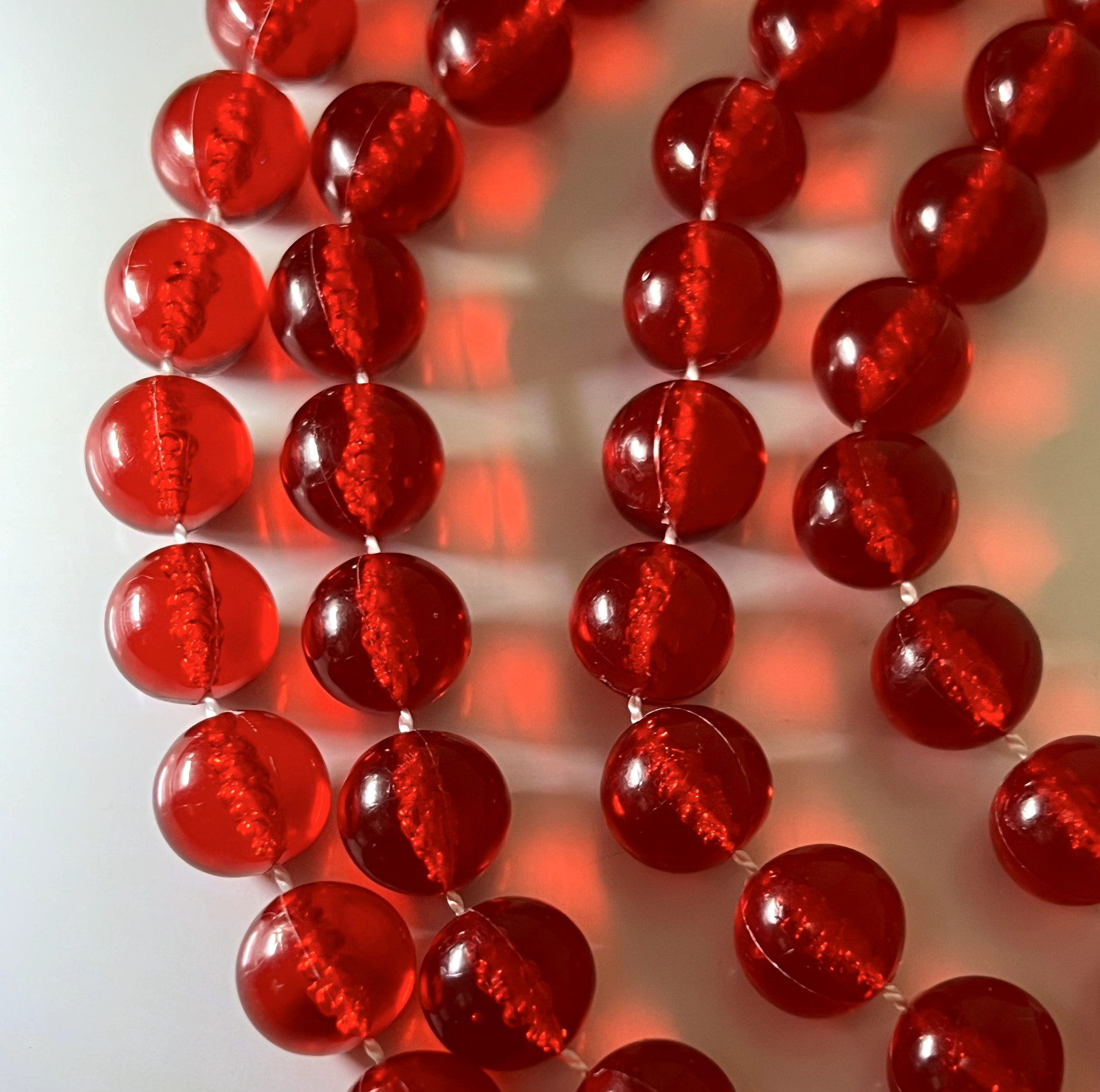 Transparent Ruby Red Acrylic Bead 72” Necklace 12… - image 9