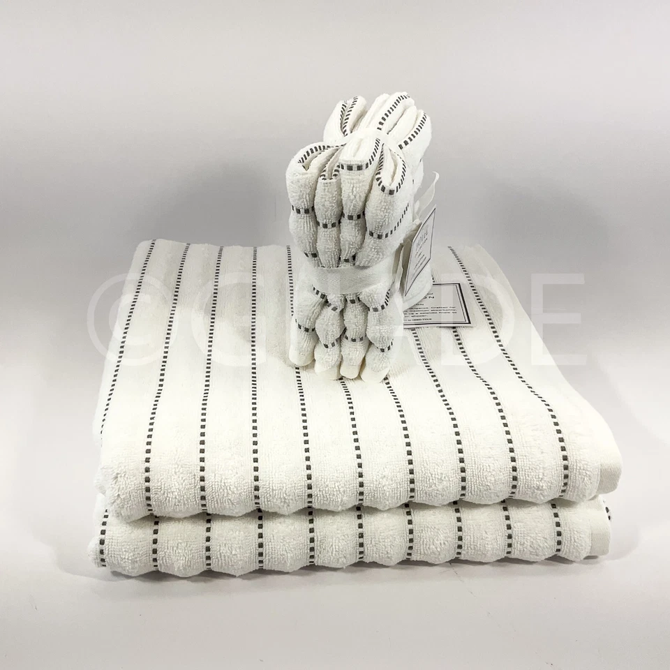 Toalla de 2 baños y 4 paños Hotel Collection Oeko-Tex secado rápido blanca gris nueva Foto 4 de 4