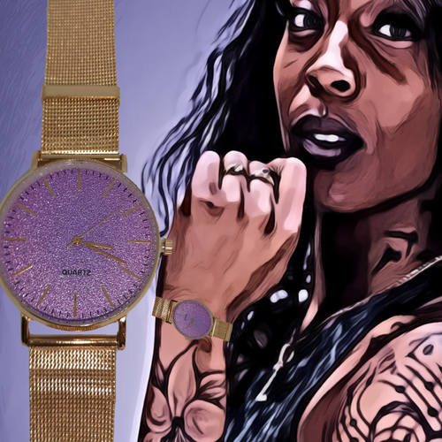 Orologio Donna Quadrante Grande Dorato e Rosa Brillantinato Quarzo Acciaio  | eBay