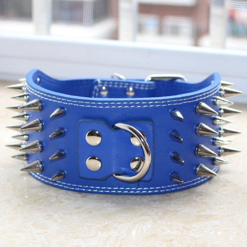 Cuello de perro con clavos de cuero dorado para perro grande Pitbull Corso eBay