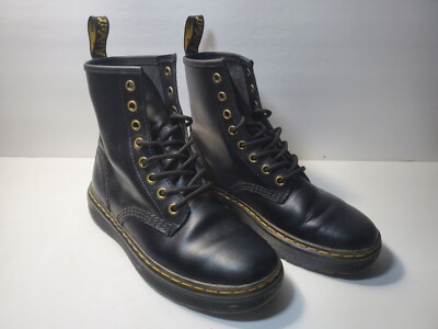 Dr Martens Boots Womens Zavala Black Combat Smooth Leather 