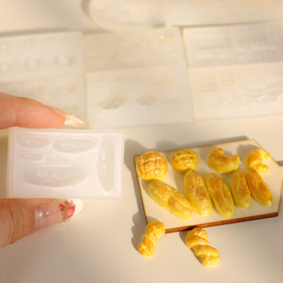 2PC 1:12 Scale Dollhouse Miniatures Biscuit Bread Food Silicone Mold Groceries