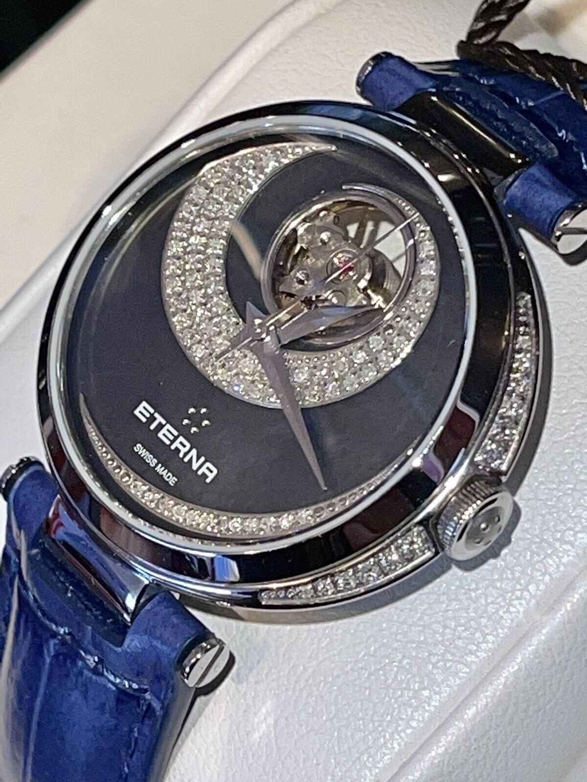 Eterna Grace Open Art Automatic Black Mother of Pearl Dial Ladies Watch