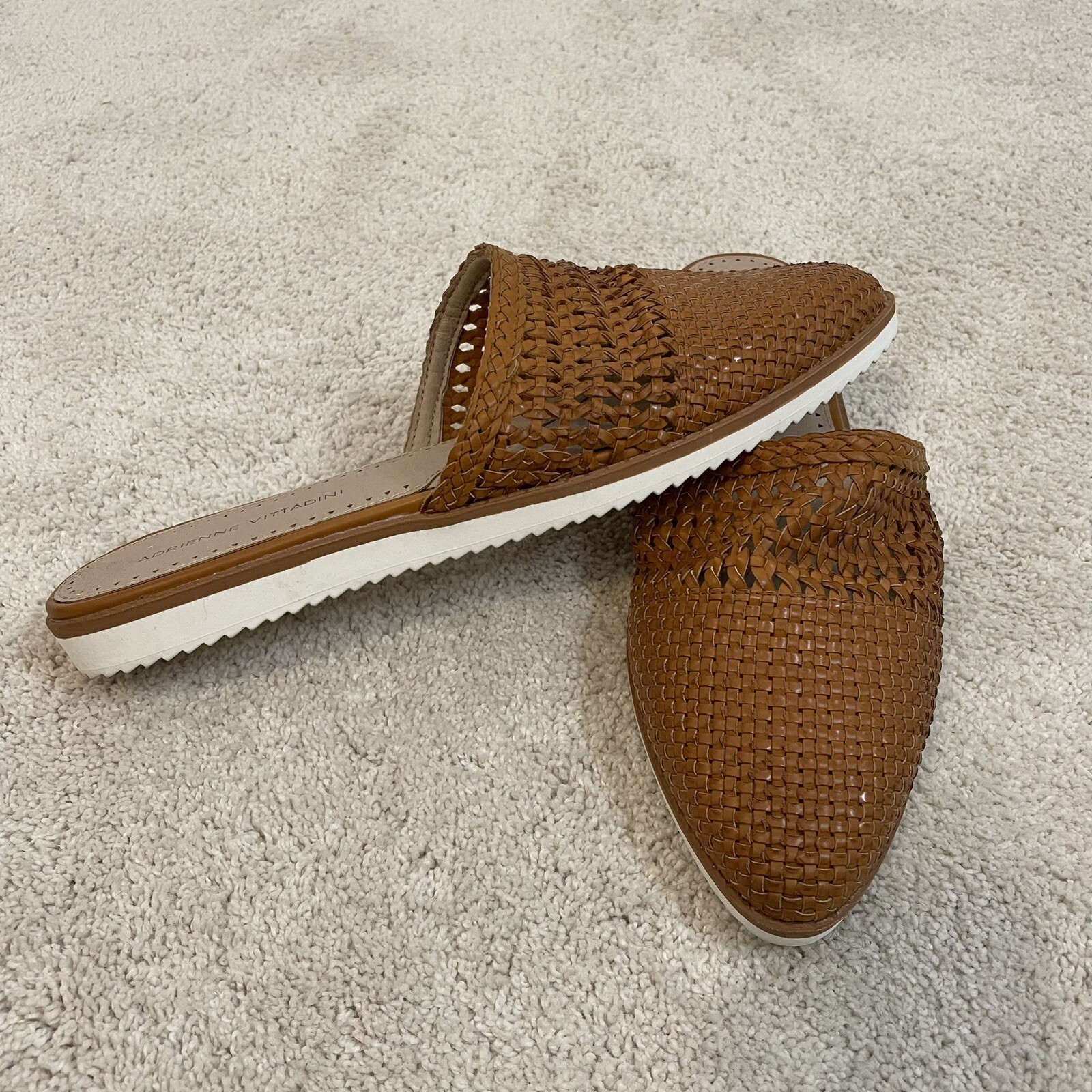 Adrienne Vittadini Lizzi Basket Weave Mules Shoes Sz … Gem