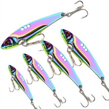 5Pcs Metal Long Throw Vibration VIB Spoon Fishing Lure for Bass Pike Perch