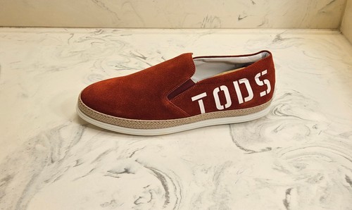 Neu! Tod's 'Espadrille Trim' Slipper Turnschuhe rot Wildleder Herren 9 US 8 UK unverbindliche Preisempfehlung des Herstellers $ 650
