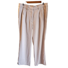 Quince Pants 14 Women's Beige Sand Stretch Crepe Pleated Wide Leg Pant NEW