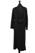 Antonelli Womens Summer Coat Fatima 38 Black Long Lightweight Belt + Viscose NEW