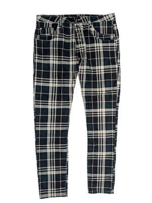 PLACE DU JOUR Hose Damen 42 Kariert Baumwollmix Stoffhose Chino gerades Bein